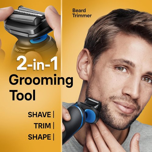 Braun Electric Shaver - Series 5 5120s | Wet & Dry Shaving with Turbo Mode & Beard Trimmer - Blue