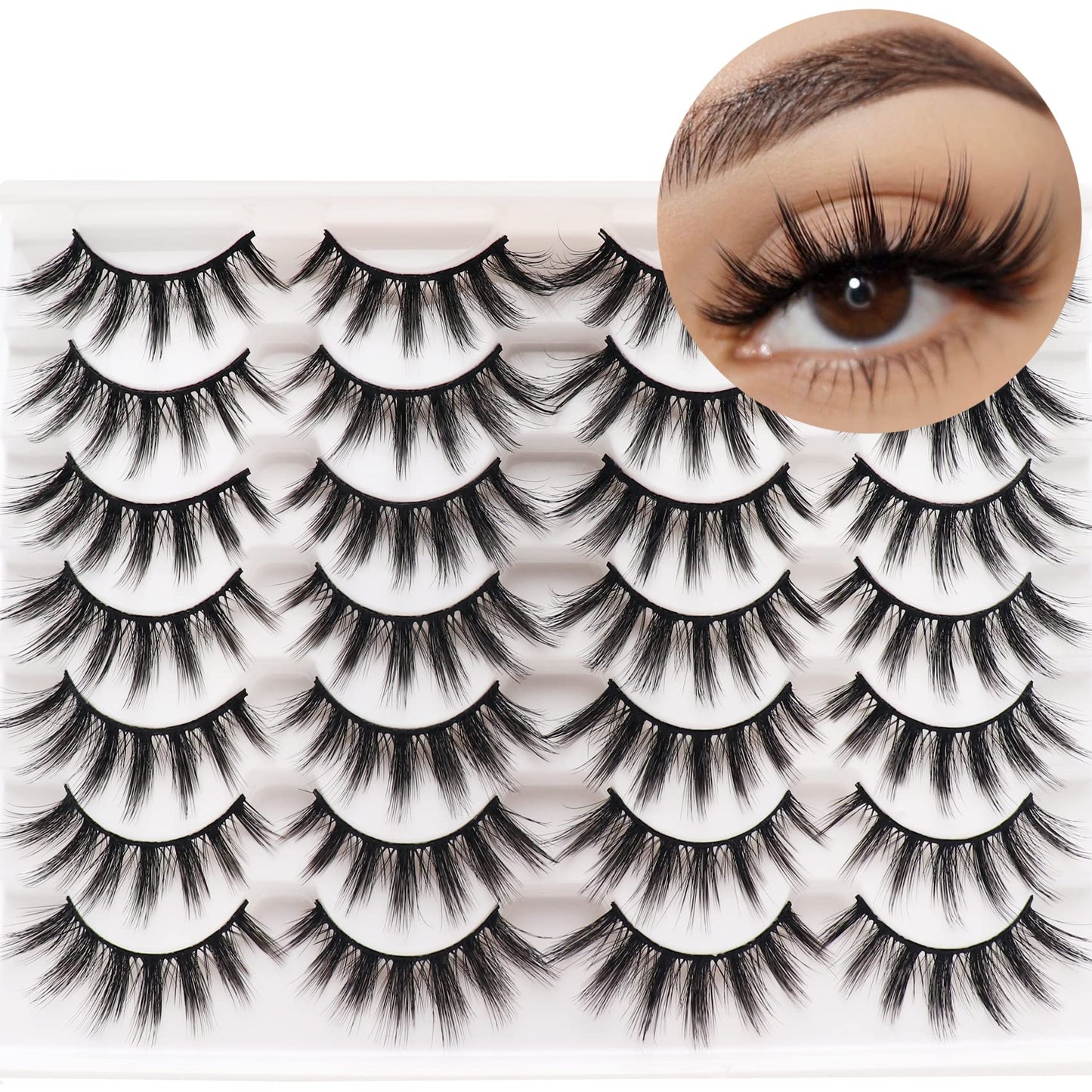 Losha Eyelashes Natural Look Faux Mink Lashes Pack Handmade Fluffy False Eyelashes 14 Pairs Eye Lashes (F45)