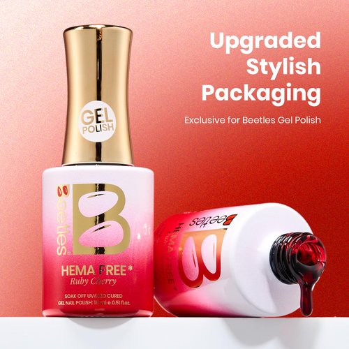 Beetles Ruby Cherry Jelly Red Gel Nail Polish - 15ML Full Size Neutral Jelly Red Sheer Gel Nail Polish Translucent Effect Soak Off UV LED French Nail Art Salon DIY Manicure Gift for Women