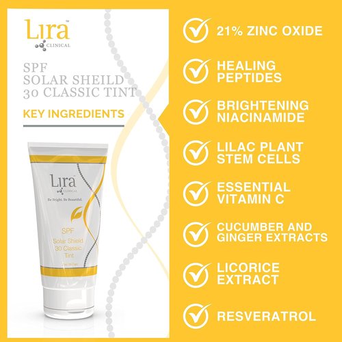 Lira Clinical Solar Shield 30 - Classic Tint Sunscreen | 2oz (60ml) for Superior UV Protection