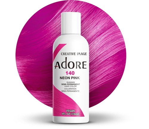 Adore Semi-Permanent Hair Color - Neon Pink | Vegan, Cruelty-Free Dye | Ammonia-Free, 4 Fl Oz