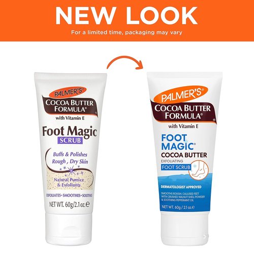 Palmer's Cocoa Butter Formula Foot Magic - Exfoliating Foot Scrub with Vitamin E for Dry Feet | 2.1 Ounce
