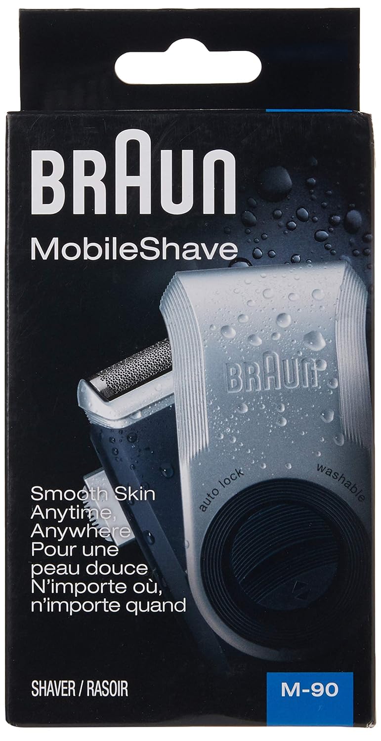 Braun Electric Razor - M90 Mobile Shaver with Precision Trimmer | Washable Design for Easy Cleaning