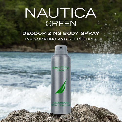 Nautica Deodorizing Body Spray for Men - Woody Fougere Fragrance with Ginger & Vetiver | 6.0oz