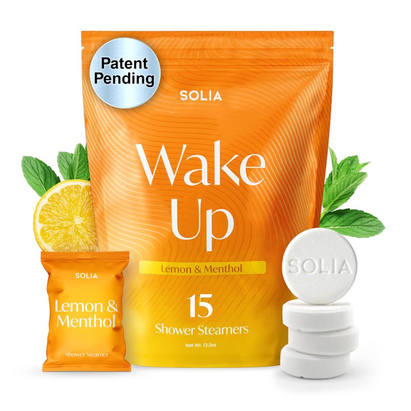Solia Energizing Citrus Menthol Shower Steamers 15-Pack - Patent-Pending Real Essential Oil Menthol Shower Steamer Bombs, Spa Steamers Aromatherapy Selfcare Bath Gifts for Women, Individually Wrapped