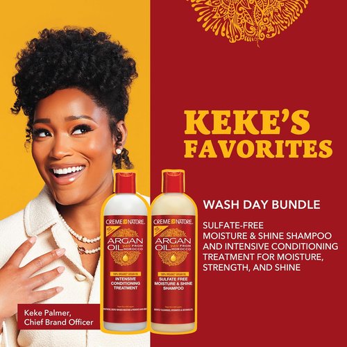 Creme of Nature Argan Oil Shampoo & Conditioning Treatment Set - Sulfate-Free Hydrating Duo, 2 x 12 oz
