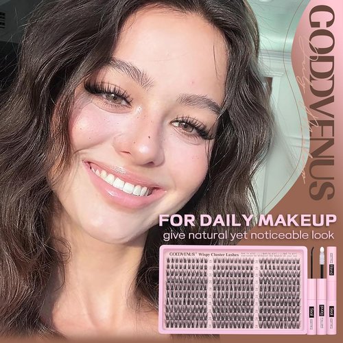 Goddvenus Lash Clusters Kit - Wispy DIY Eyelash Extensions | 300pcs C Curl 10-16mm Natural Look