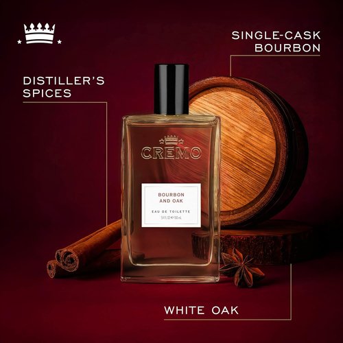 Cremo Cologne For Men - Bourbon & Oak Fragrance Spray, Sophisticated Distiller's Blend, 3.4 Fl Oz