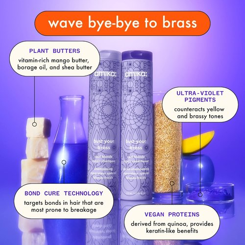 Amika Bust Your Brass Cool Blonde Repair Shampoo - Nourishing Formula for Vibrant, Healthy Hair