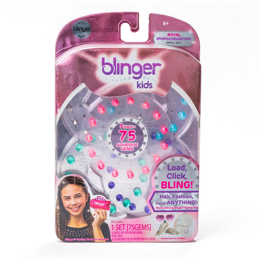 Blinger® Sparkle Collection Refill Pack | 75 Acrylic Rhinestones in 5 Discs | Exclusive for Blinger Gem Stamper (Royal)