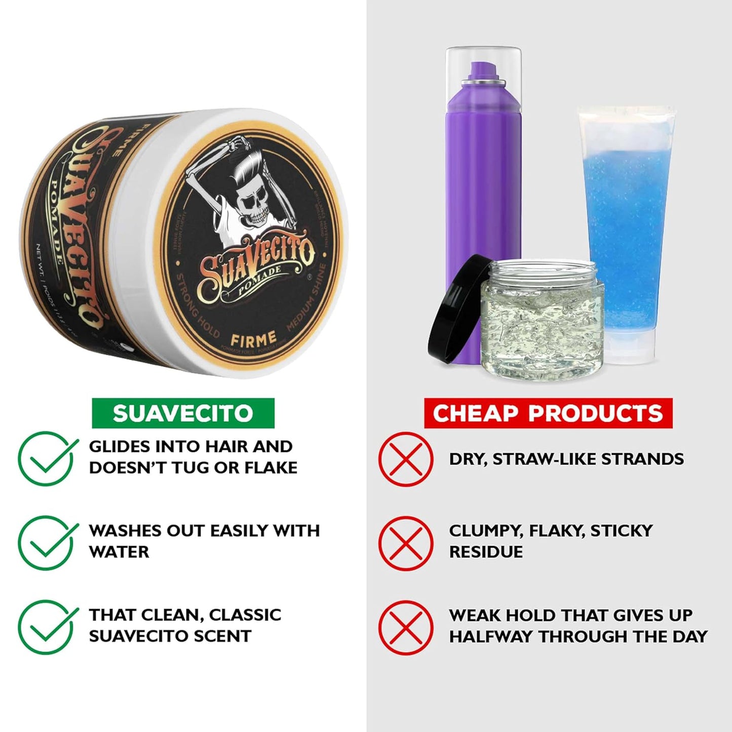 Suavecito Pomade Firme | Strong Hold Hair Pomade for Men - 4 oz, 2 Pack - Medium Shine, Easy to Wash Out