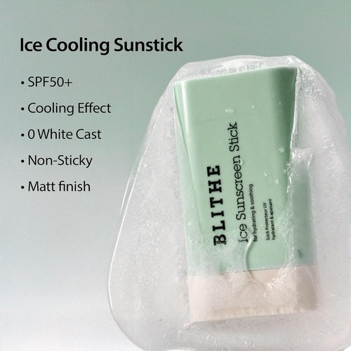 BLITHE Ice Sunscreen Stick SPF50+ - Cooling Effect & No White Cast | Korean Sun Care Essential
