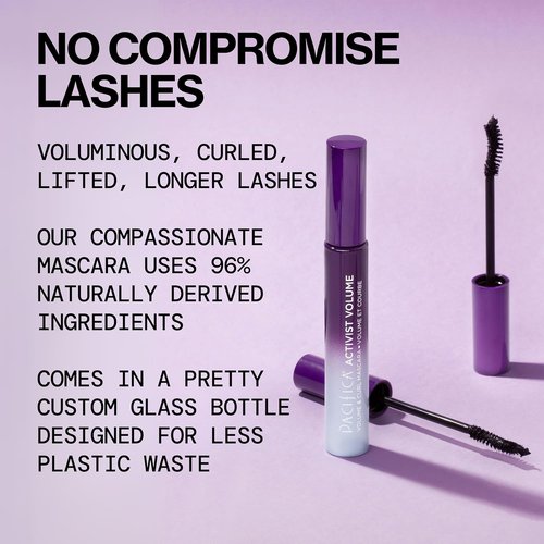 Pacifica Beauty Activist Curling Mascara - Black | Volume & Length | Vegan Brush in Eco-Friendly Glass Tube