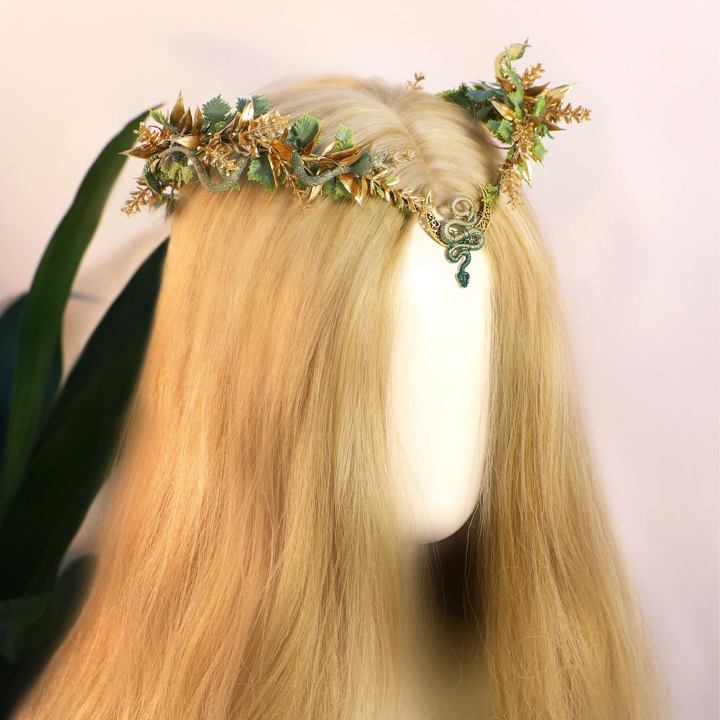 MOSTORY Medusa Fairy Flower Crown - Snake Elf Crown Floral Headband Woodland Circlet for Women Queen Renaissance Halloween Cosplay Renfaire Costume Photo Shoot