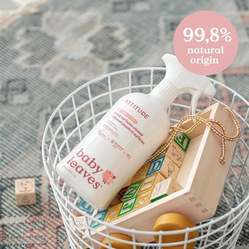 ATTITUDE Baby & Kids Toy Cleaner Spray - EWG Verified Multi-Surface Formula, Naturally Derived & Vegan, 27.1 Fl Oz