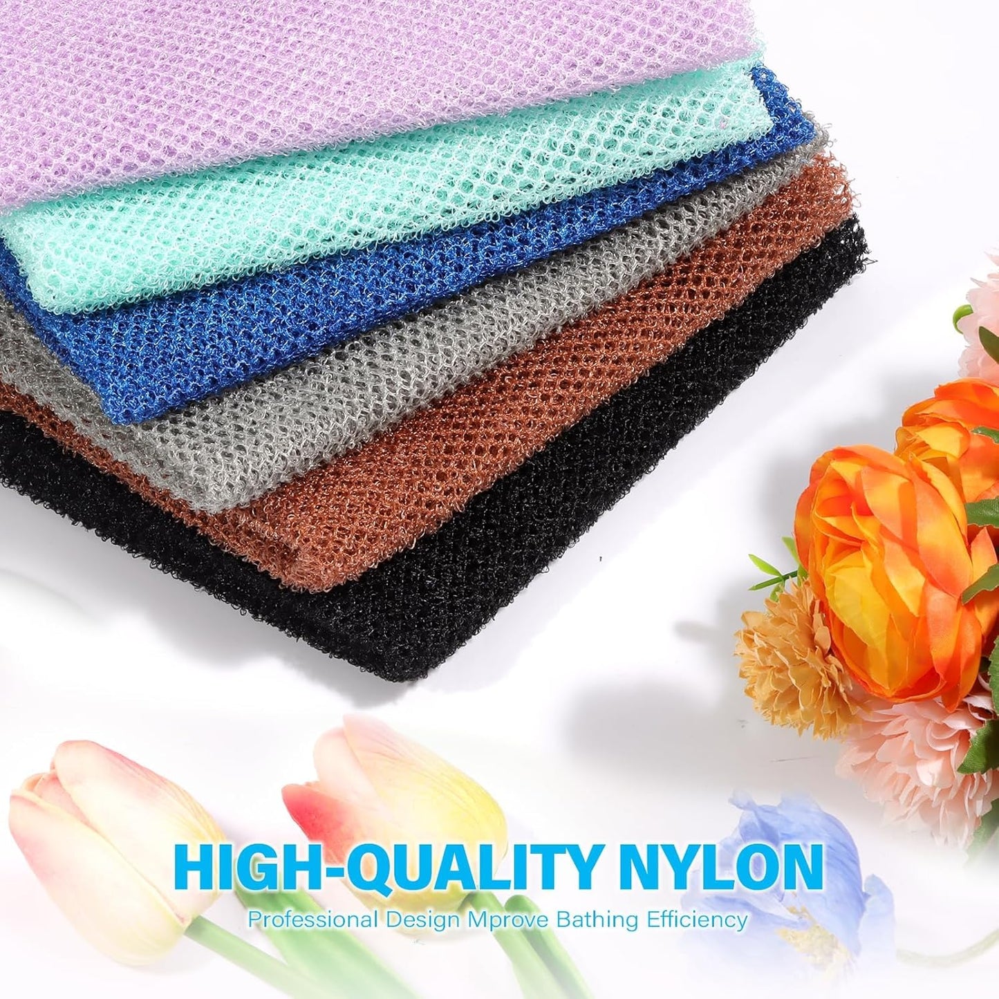Skiennix African Bath Sponge Set - Exfoliating Net Body Scrubber | 6 Colors for Daily Use