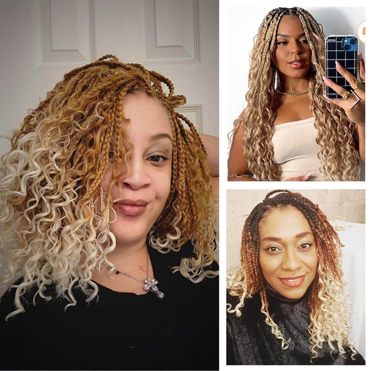 Crochet Box Braids Hair -8 Packs Goddess Box Braids Crochet Hair Bohemian Curly Crochet Hair Pre-looped Crochet Hair for Black Women (12(8Packs), 27/613)