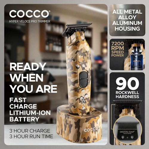 Cocco Hyper Veloce Pro Trimmer - Digital Gap Graphene Blade Edger with High-Torque Brushless Motor | Cordless All-Metal Design