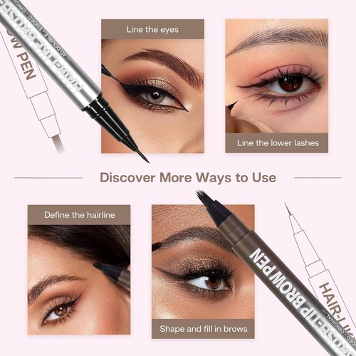 CALAILIS Eyebrow Pencil - 2-in-1 Microblading & Eyeliner with Waterproof Formula | Dark Brown