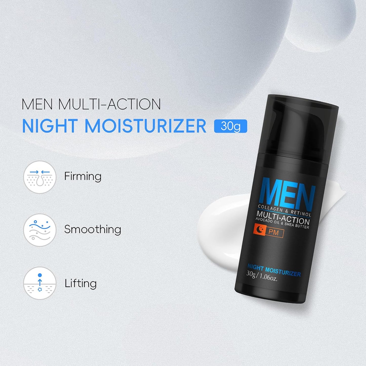 Skiennix Men’s Hydrating Night Cream - Collagen & Retinol Moisturizer for Firm, Youthful Skin | 1.06 oz
