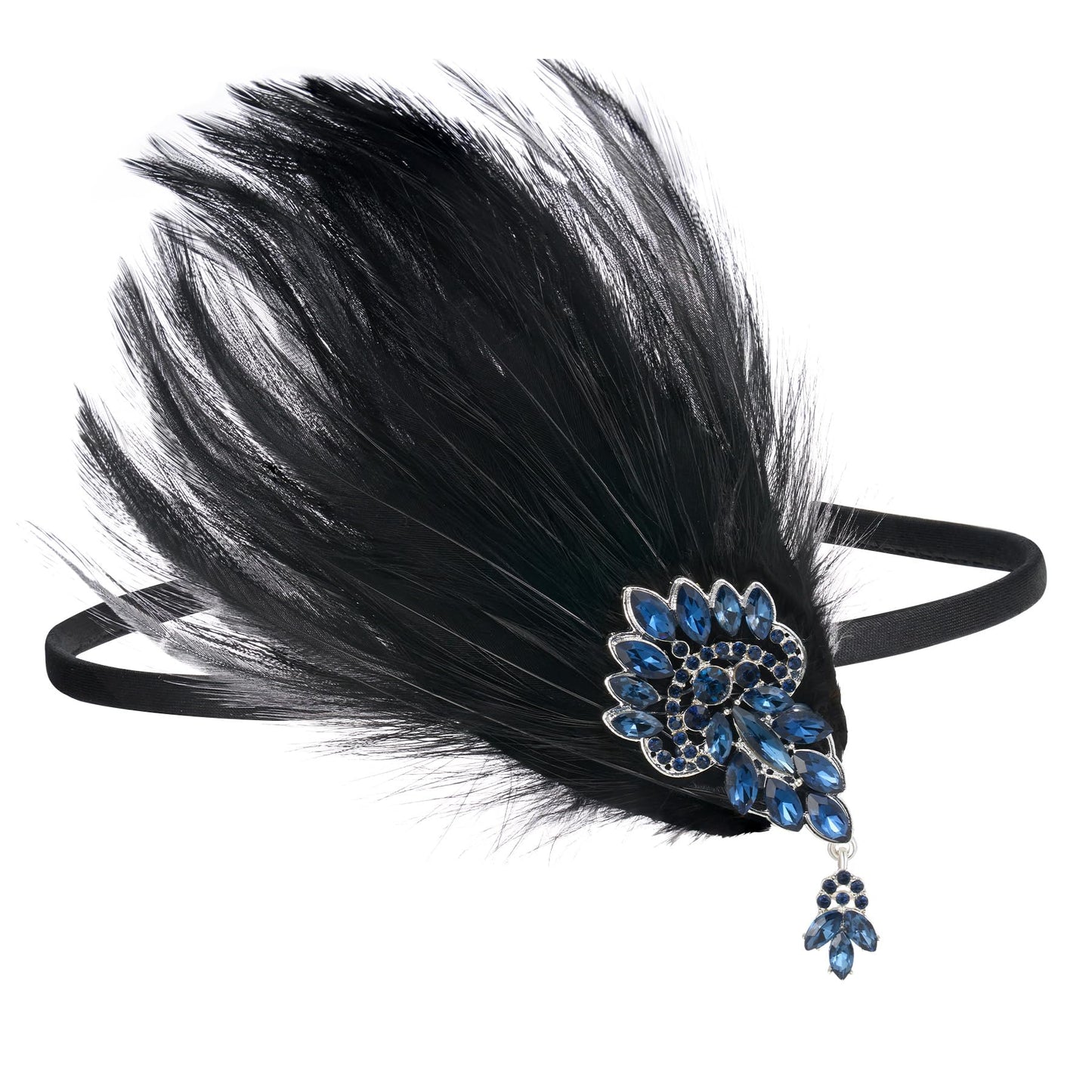 SWEETV 1920s Flapper Headband Roaring 20s Great Gatsby Headpiece Rhinestone Hair Clip Hair Accessories for Women