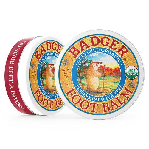 Badger Foot Balm - 100% Organic Foot Cream for Dry Cracked Heels | Fast-Acting All-Natural Treatment, 2 oz Tin
