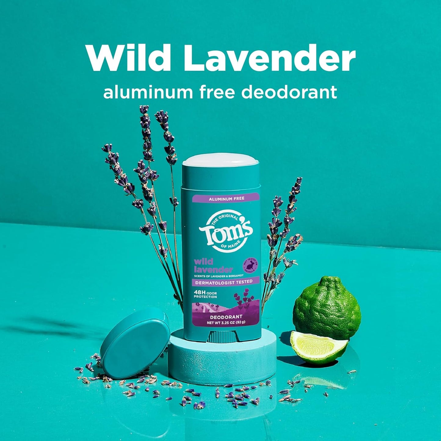 Tom’s of Maine Wild Lavender Natural Deodorant - Aluminum Free, 48-Hour Odor Protection | 3.25 oz (2 Pack)