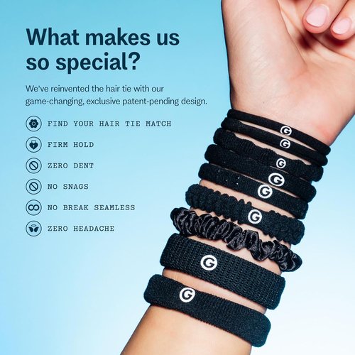 Gimme Beauty Fit Kit | Sample Pack of 5 No-Snag Hair Ties - Gentle & Trendy Accessories - Black