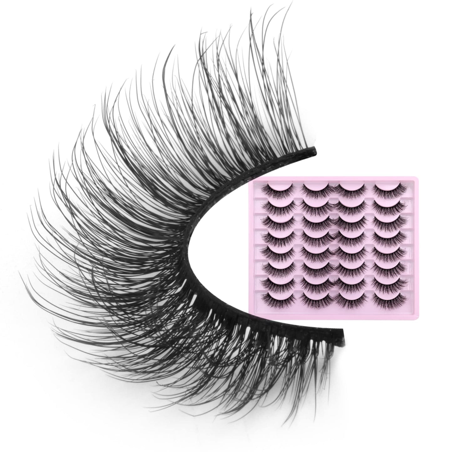 Natural Eyelashes 15mm Fake Lashes Cat Eye Mink Lashes Fluffy Volume Wispy Eyelashes Pack 16 Pairs by Zegaine