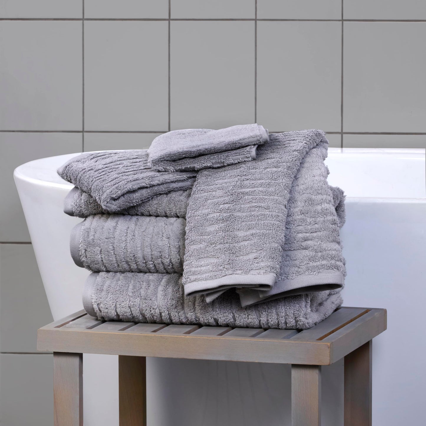 SKL Home CloudSoft Cotton Luxury Hand Towel 2pc Set for Bath/Kitchen/Bar & Gift, Gray
