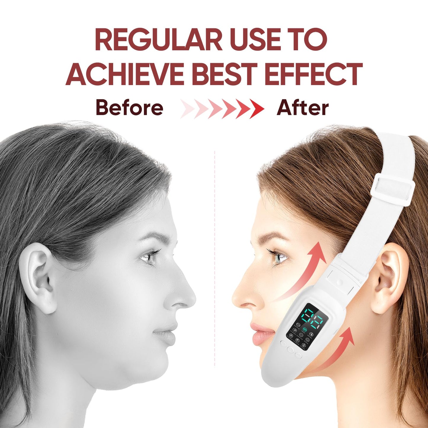 Ceymodir Intelligent Electric Double Chin and V-Shaped Face Machine with 8 Modes & 15 Adjustable Intensities - Women's V-Face Device