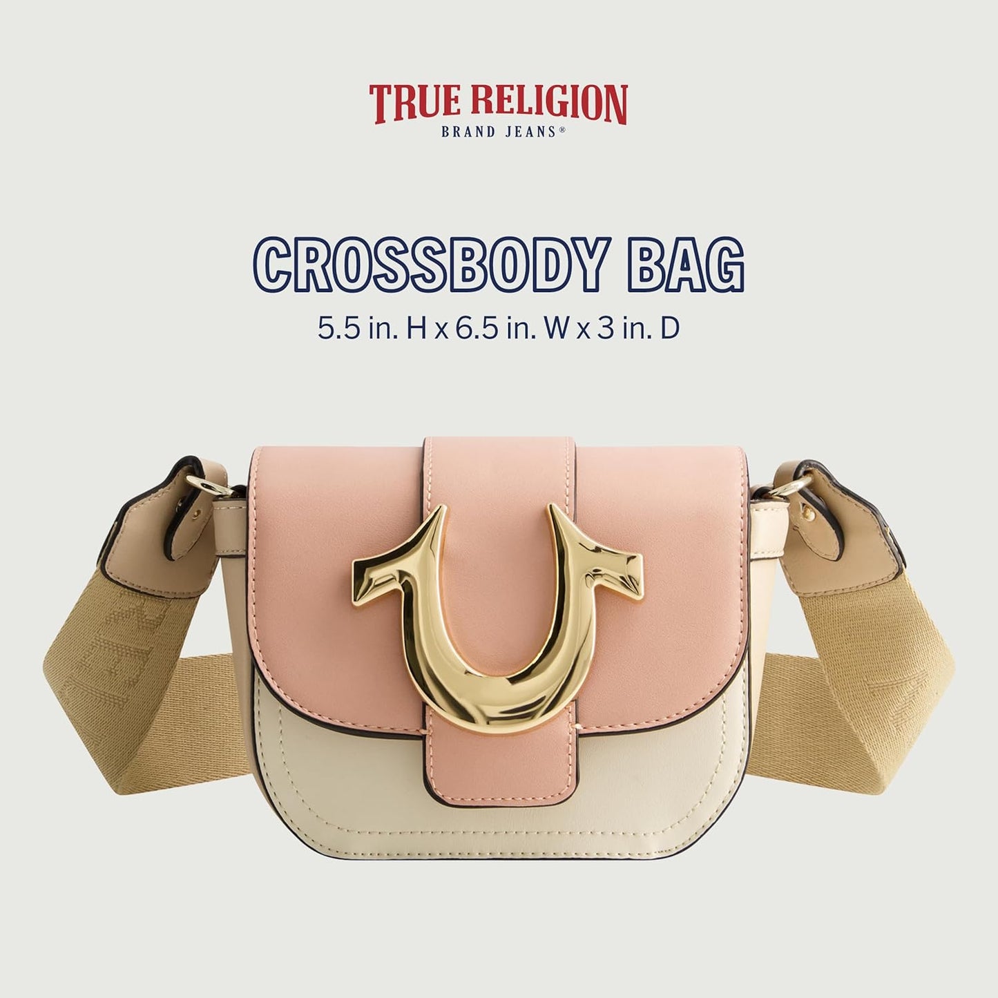 True Religion Women's Crossbody Bag - Mini Flap Adjustable Shoulder Purse with Iconic Horseshoe Logo