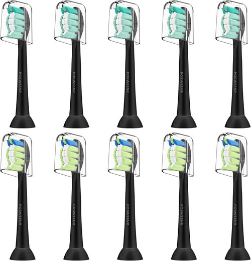 Philips Sonicare Replacement Toothbrush Heads - Gentle & Effective Plaque Control, 10 Pack (Black)