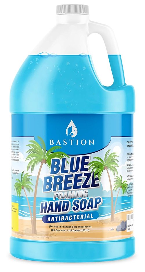 Bastion Blue Breeze Antibacterial Foaming Hand Soap - 1 Gallon Bulk Refill | Rich Lather & Moisturizing Formula