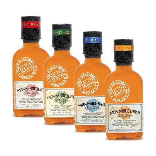 18.21 Man Made 3-in-1 Body Wash, Shampoo & Conditioner - Four-Scent Variety Pack for All Hair & Skin Types