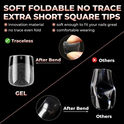 UNA GELLA Nail Tips Square: Pre-etched Matte Extra Short Square Soft Gel Nail Tips Full Cover 120pcs False Fake Nails Tips for Acrylic Nails Clear Gelly Tips Home DIY Salon 12 Sizes for Women