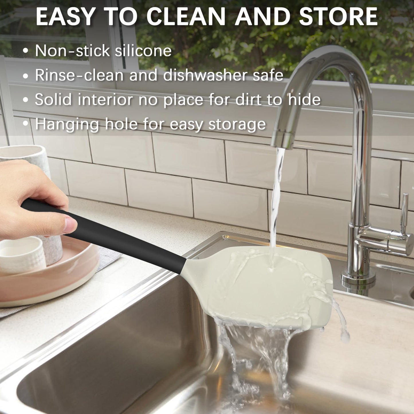 Coukre 2 Pack Silicone Spatula Set, High Heat Resistant, BPA Free Kitchen Spatula, Solid & Slotted Turner for Non-Stick Pans, Sautéing, and Flipping (2, AquaGreen)