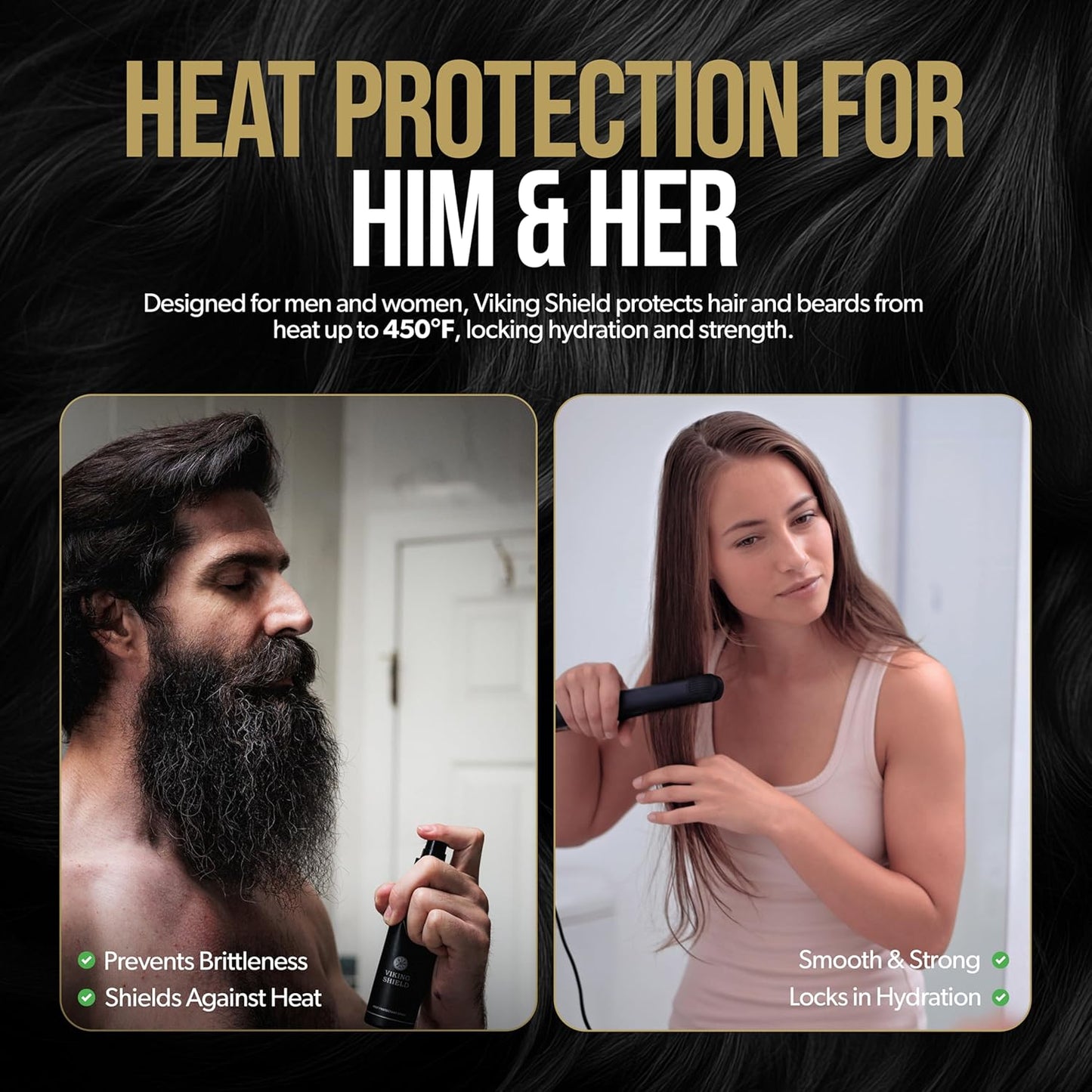 Viking Shield Beard Spray - Heat Protectant for Men | Argan Oil Thermal Protector - 4 Fl Oz, Protects Up to 450º F