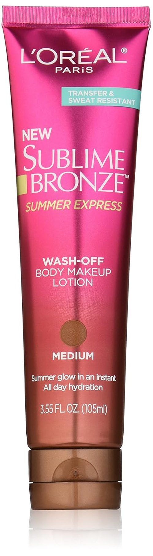 L'Oréal Paris Sublime Bronze Body Makeup Lotion - Medium Tint for Instant Glow | 3.55 fl. oz.