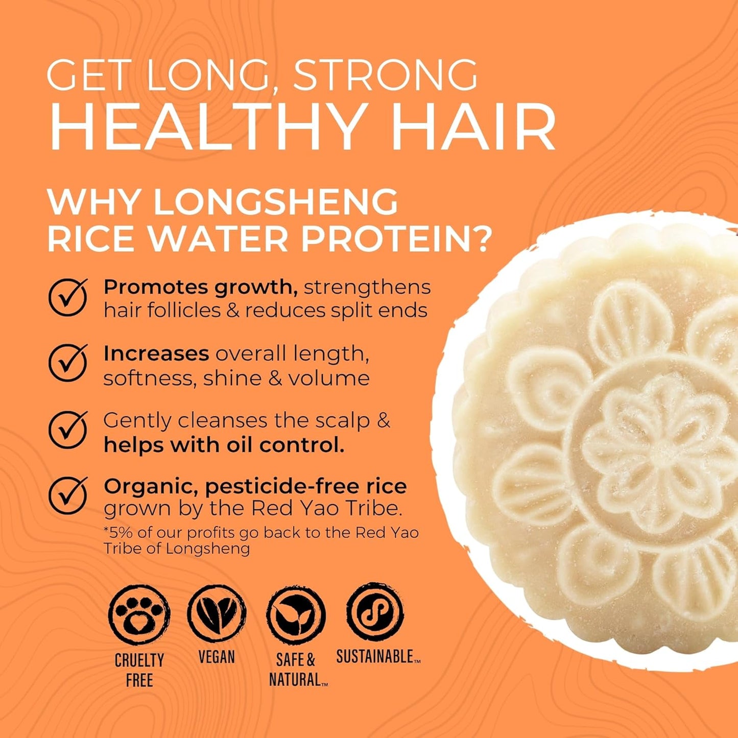 Viori Citrus Yao Shampoo & Conditioner Bar Set | Handcrafted Rice Water Formula for Hair Growth - Eco-Friendly Bamboo Holder