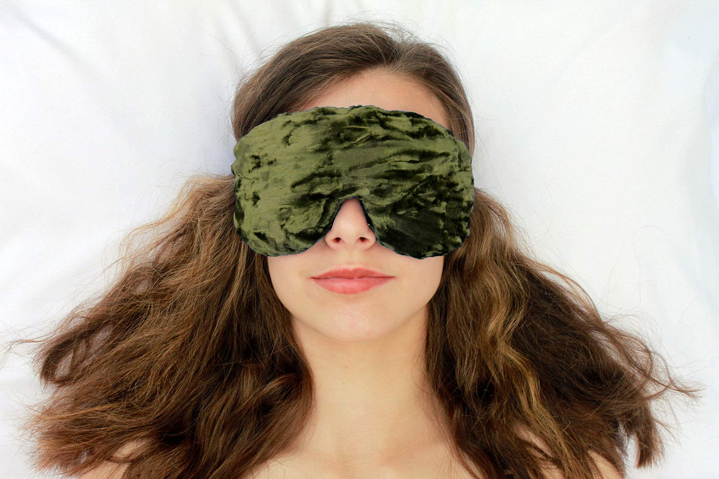 Candi Andi Handmade Opulence Yoga Eye Mask Pillow - Weighted Flaxseed Fill, Unscented, Satin & Velvet, Adjustable Strap - Ideal for Meditation & Restful Sleep -Spring Green - TEMF-SG