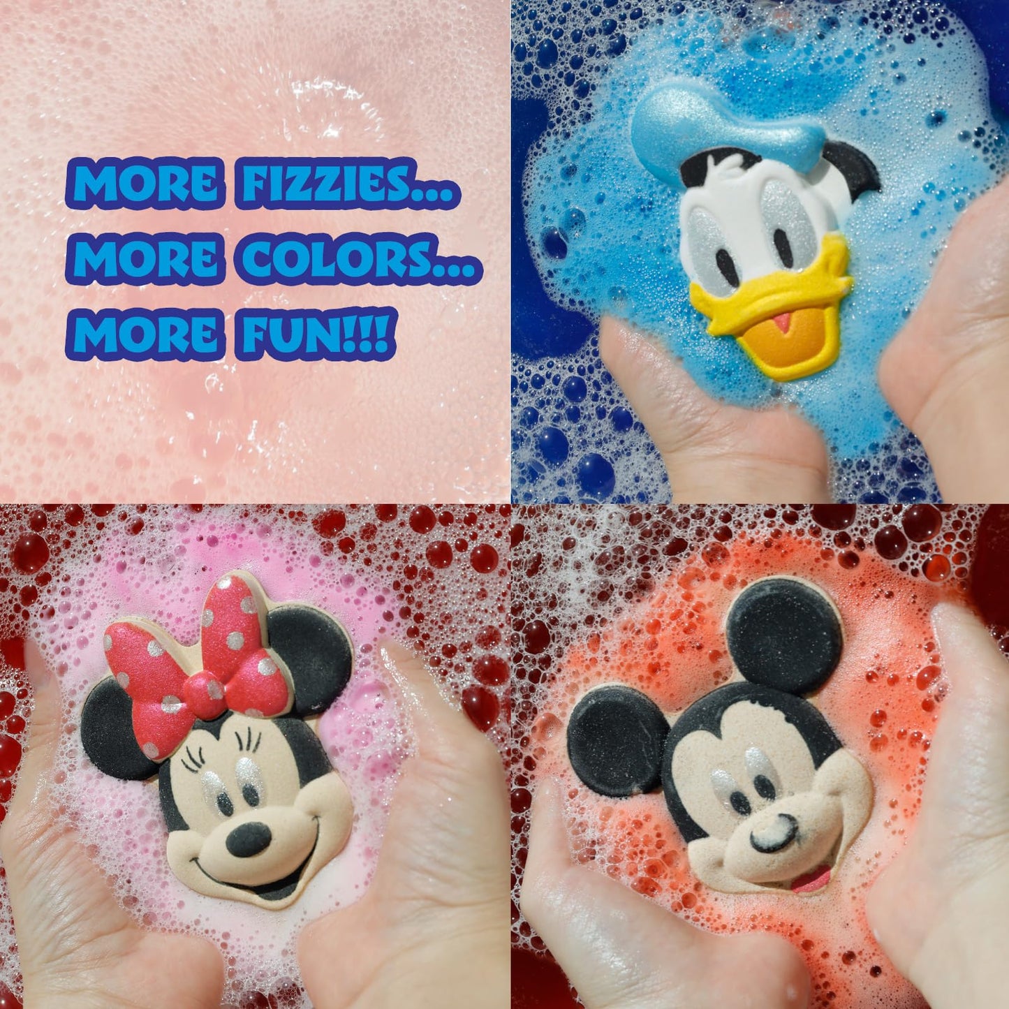 Mickey Minnie and Donald Duck Bath Bombs for Kids, Fun Bright Rainbow Colors, Berry Scented for Kids, Ages 3+, by Townley Girl