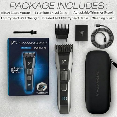 HUMMINGBIRD MK14 BeardMaster - Premium Cordless Beard Trimmer with 20 Length Settings & LED Display