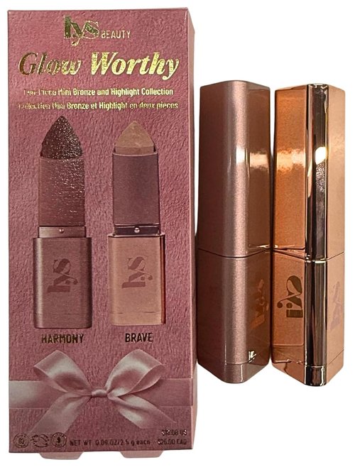 LYS Beauty Glow Worthy Mini Bronze & Highlight Stick Duo - Harmony & Brave | Cream Bronzer & Highlighter - 0.09 oz Each