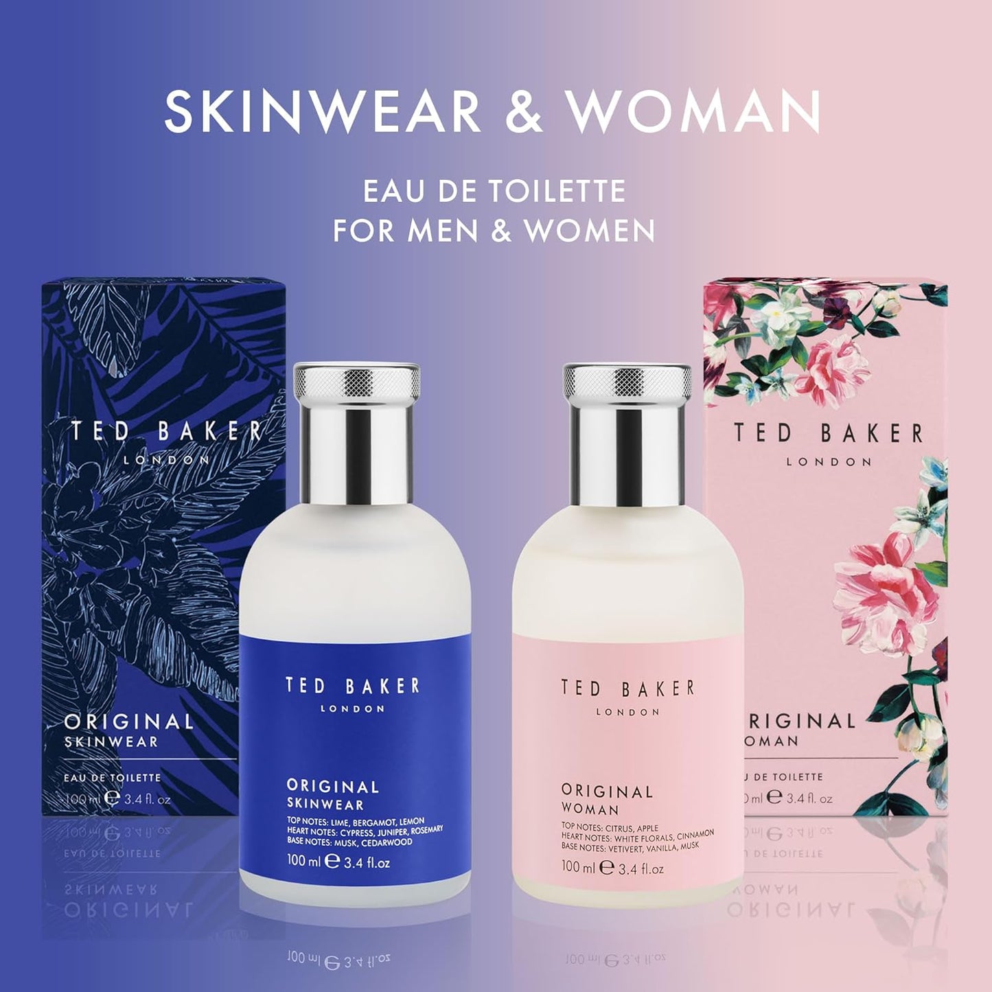 Ted Baker Original Skinwear Eau de Toilette for Men - Woody Aromatic Fragrance with Lime & Sandalwood | 3.4 fl oz / 100ml