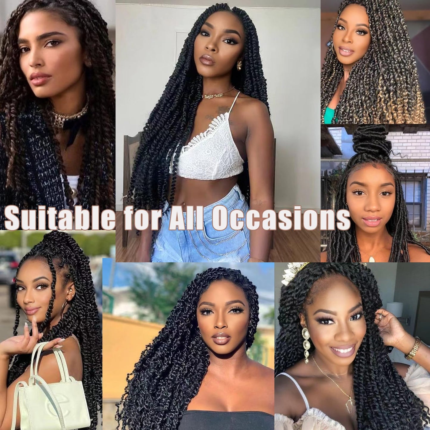 Roalnce Passion Twist Hair Braiding Water Wave Crochet Hair Extensions Pre Looped Synthetic Braids for Black Women 8 Packs 12 Inch