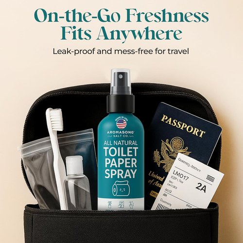 Aromasong 100% Natural Toilet Paper Spray - Flushable Wet Wipe Alternative | Septic Safe, 4 fl oz
