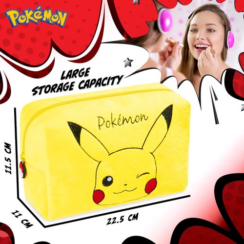 Pokemon Makeup Bag - Pikachu Cosmetic Travel Bag for Women, Men & Kids | Perfect Holiday Gift