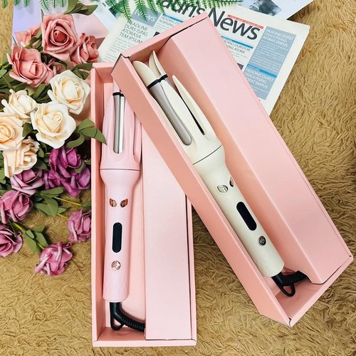 Automatic Curler, Professional Auto-Rotating Curling Iron with LCD Screen 28mm for Barrel Rotating Curling Wand 4 Temps & 15s Timer, Fast Heating Hair Styling Tool(Updated Version Pink)