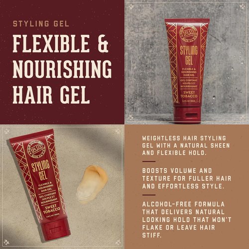 18.21 Man Made Hair Styling Gel - Weightless All-Day Flexible Hold | 3oz Original Sweet Tobacco Scent